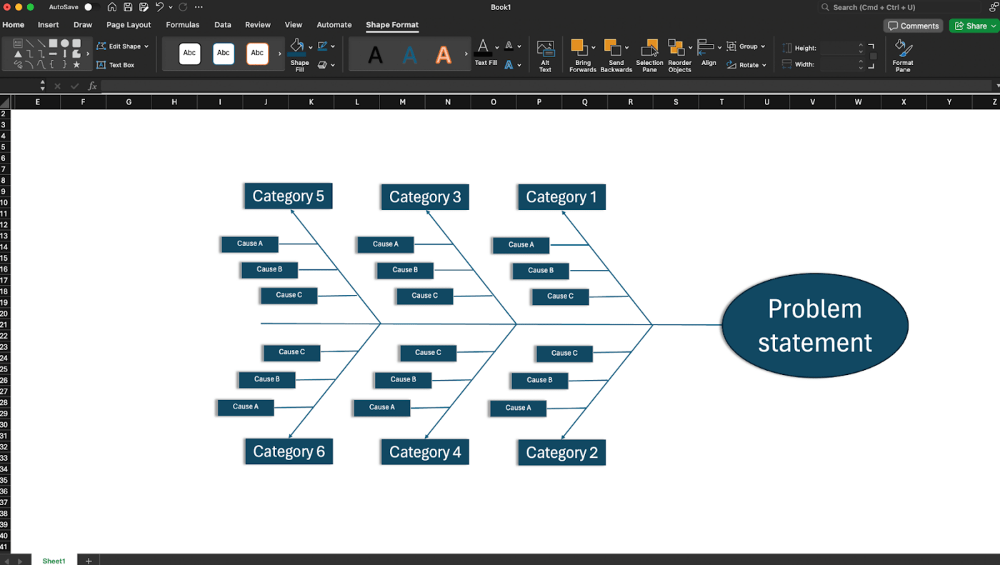 Formatting and customizing diagram in Excel