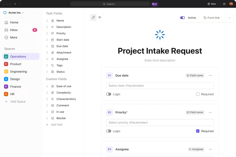 ClickUp Project Intake Form 