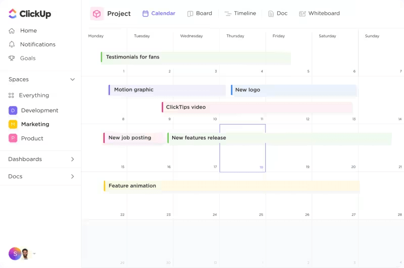 ClickUp Marketing Project Management platform