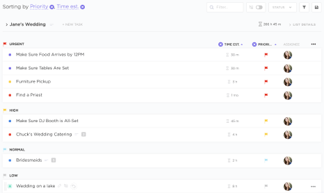 Priorità delle attività di ClickUp