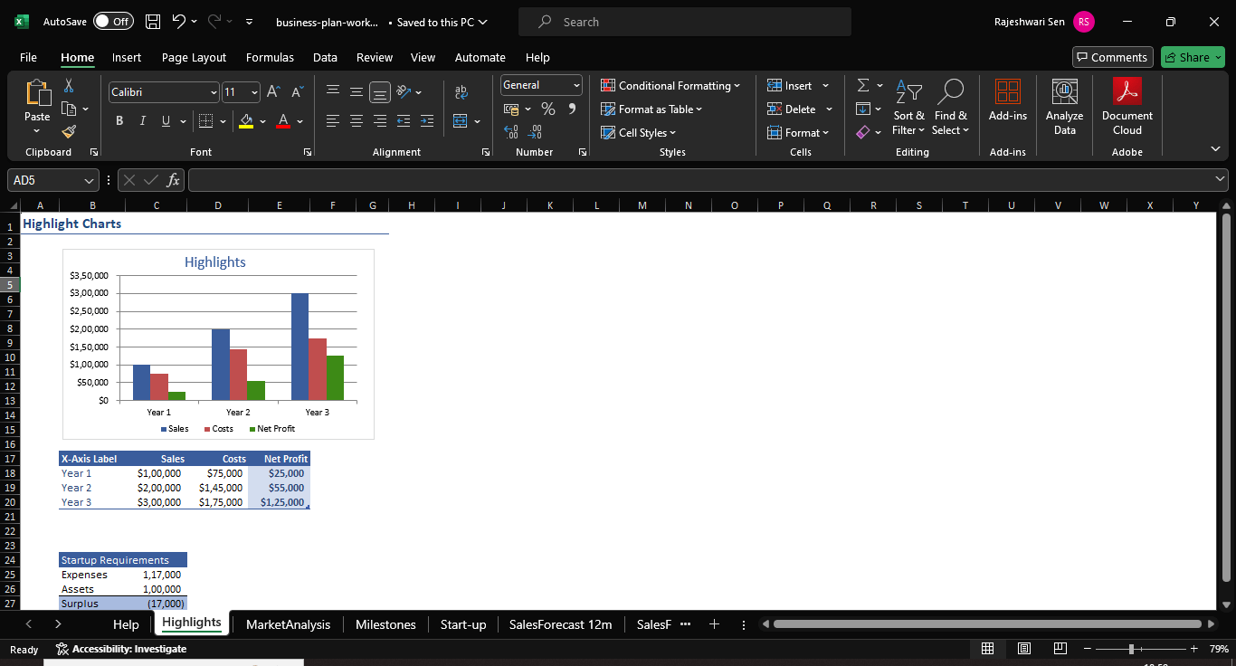 Excel Business Plan Vorlage von Vertex42