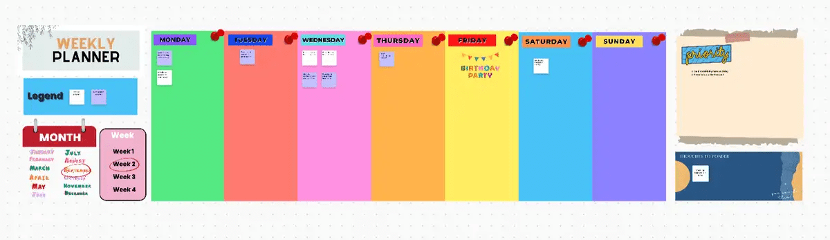 Programe tarefas, defina prioridades e acompanhe o progresso em um layout visual claro usando o ClickUp Weekly Planner