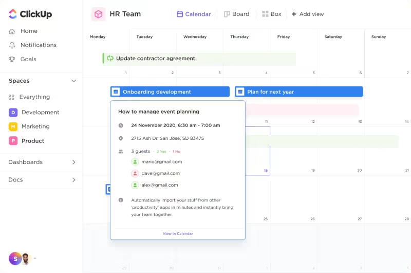 ClickUp HR Project Management Platform