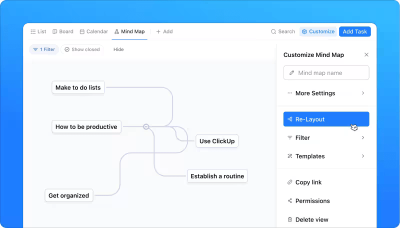 ClickUp 레이아웃 재조정 기능