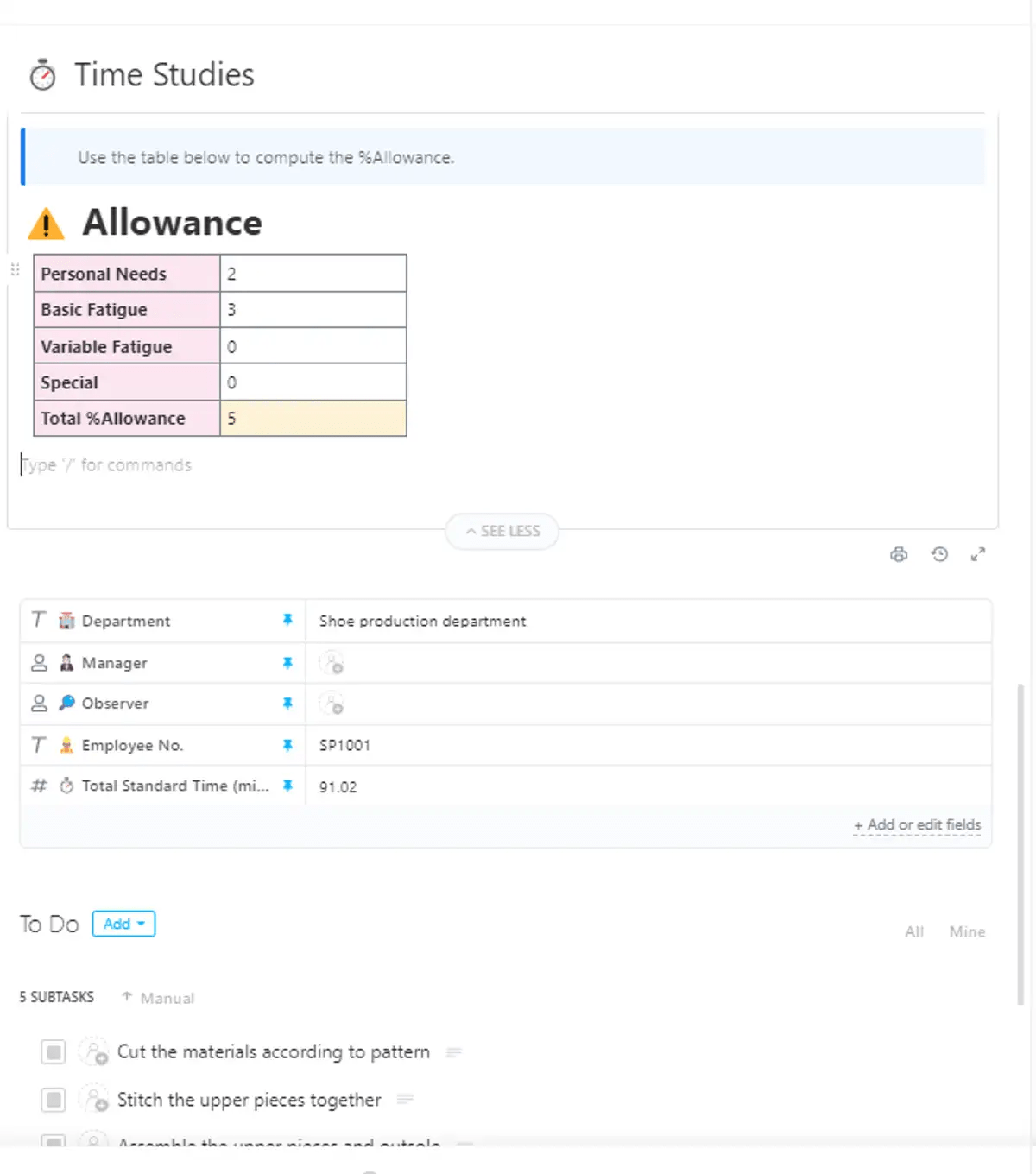 Suivez l'efficacité de votre gestion du temps avec le modèle d'étude du temps ClickUp