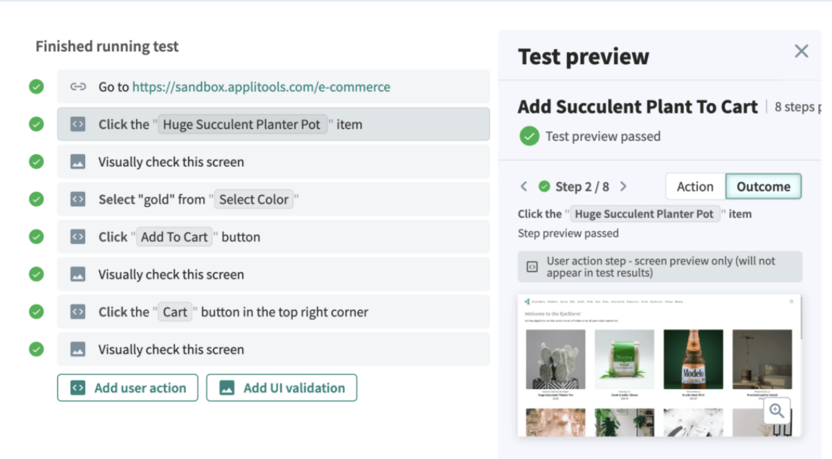 Dashboard of Applitools, one of the leading AI tools for web development