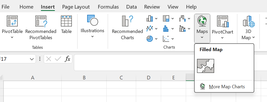 How to add a map in Excel