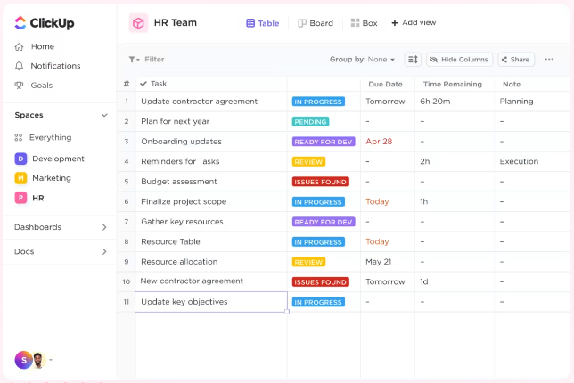 ClickUp HR Dashboard