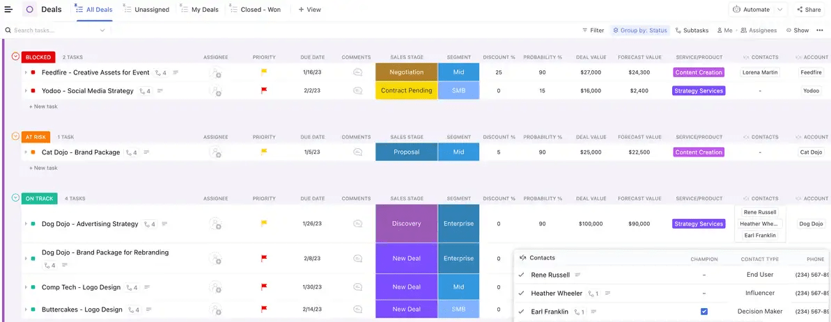 ClickUp CRM Template