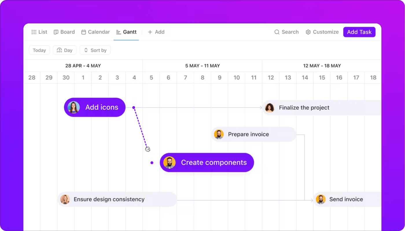 ClickUp Gantt Chart View