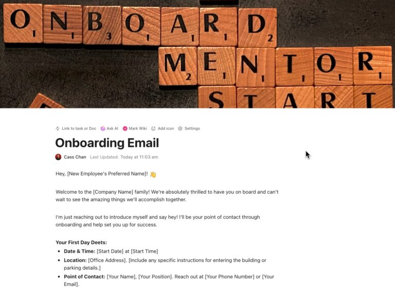 ClickUp Onboarding Email Template
