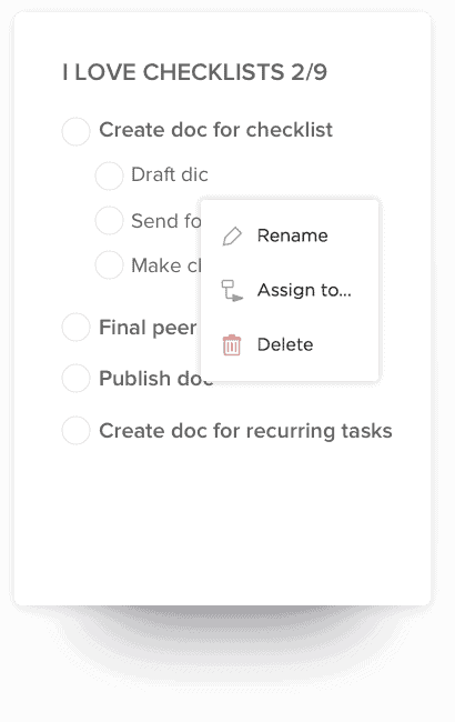 ClickUp Task checklist assign feature