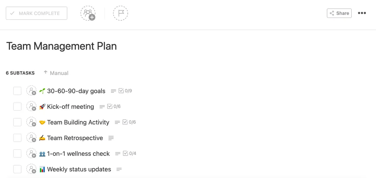 ClickUp Team Management Plan Template