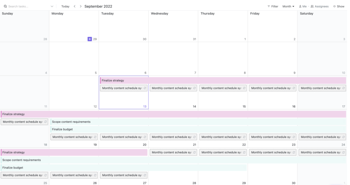 ClickUp’s Calendar View