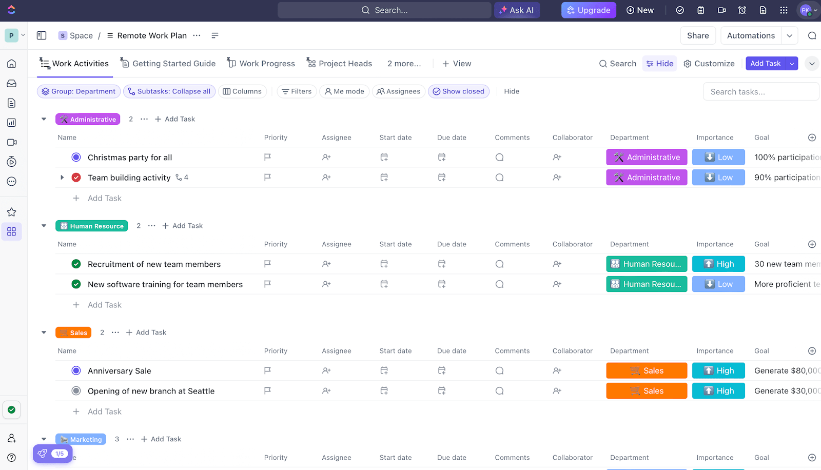 Outline your workspace setup, communication strategy, schedule, and availability with ClickUp