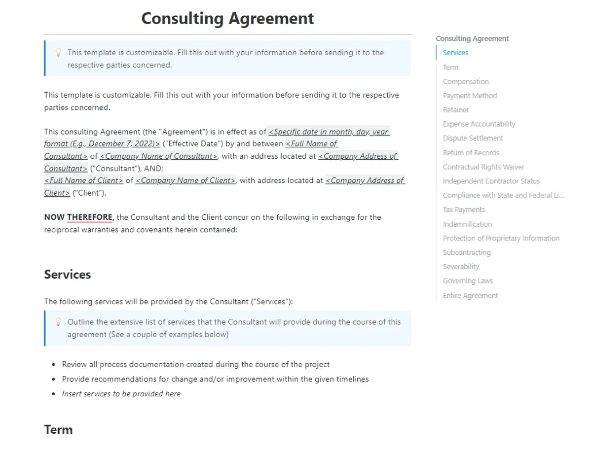 ClickUp Consulting Agreement Template