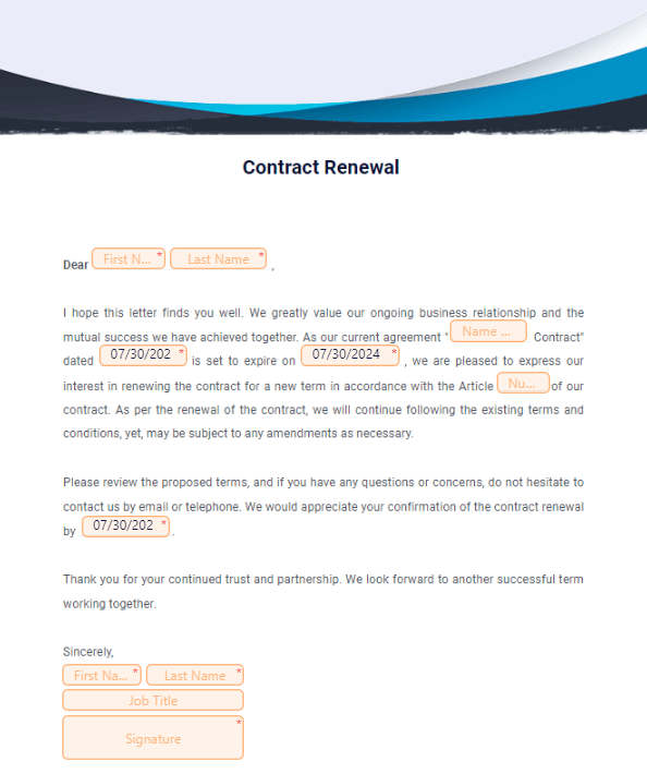 Contract Renewal Template by Jotform