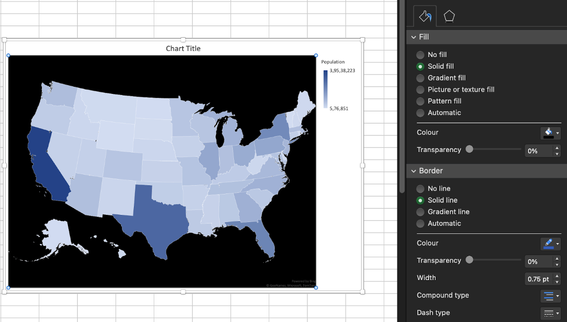 Customizing a map in Excel