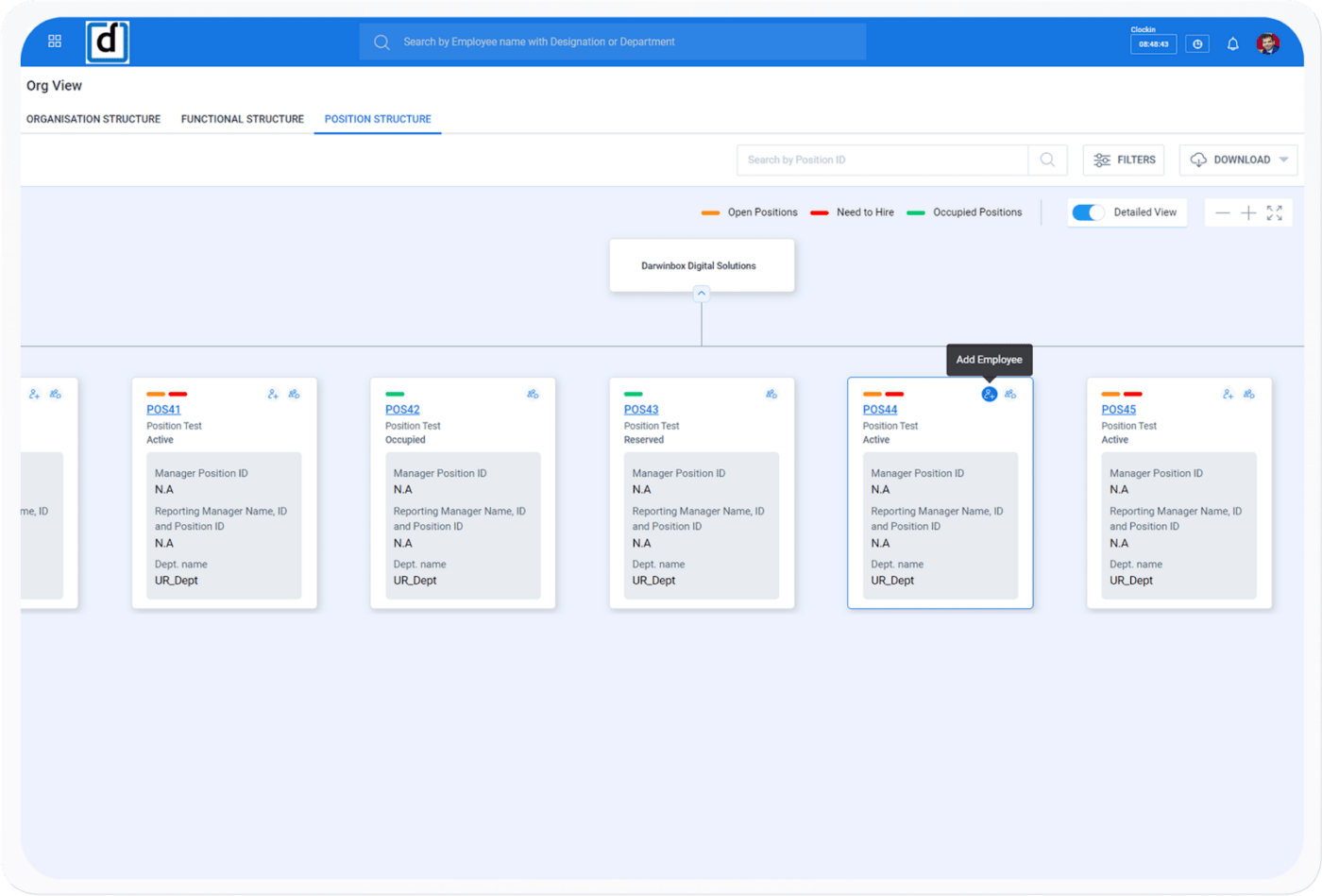 Darwinbox position structure page