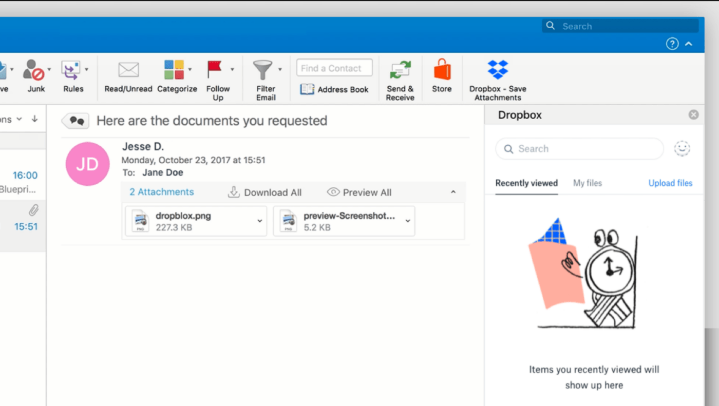 Dropbox Outlook integration