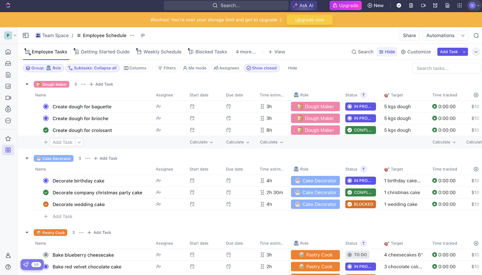 Minimieren Sie das Risiko von Fehlern bei der Erstellung von Zeitplänen mit einer visuellen Schnittstelle und Drag-and-Drop-Funktionalität in der Vorlage für Mitarbeiterzeitpläne