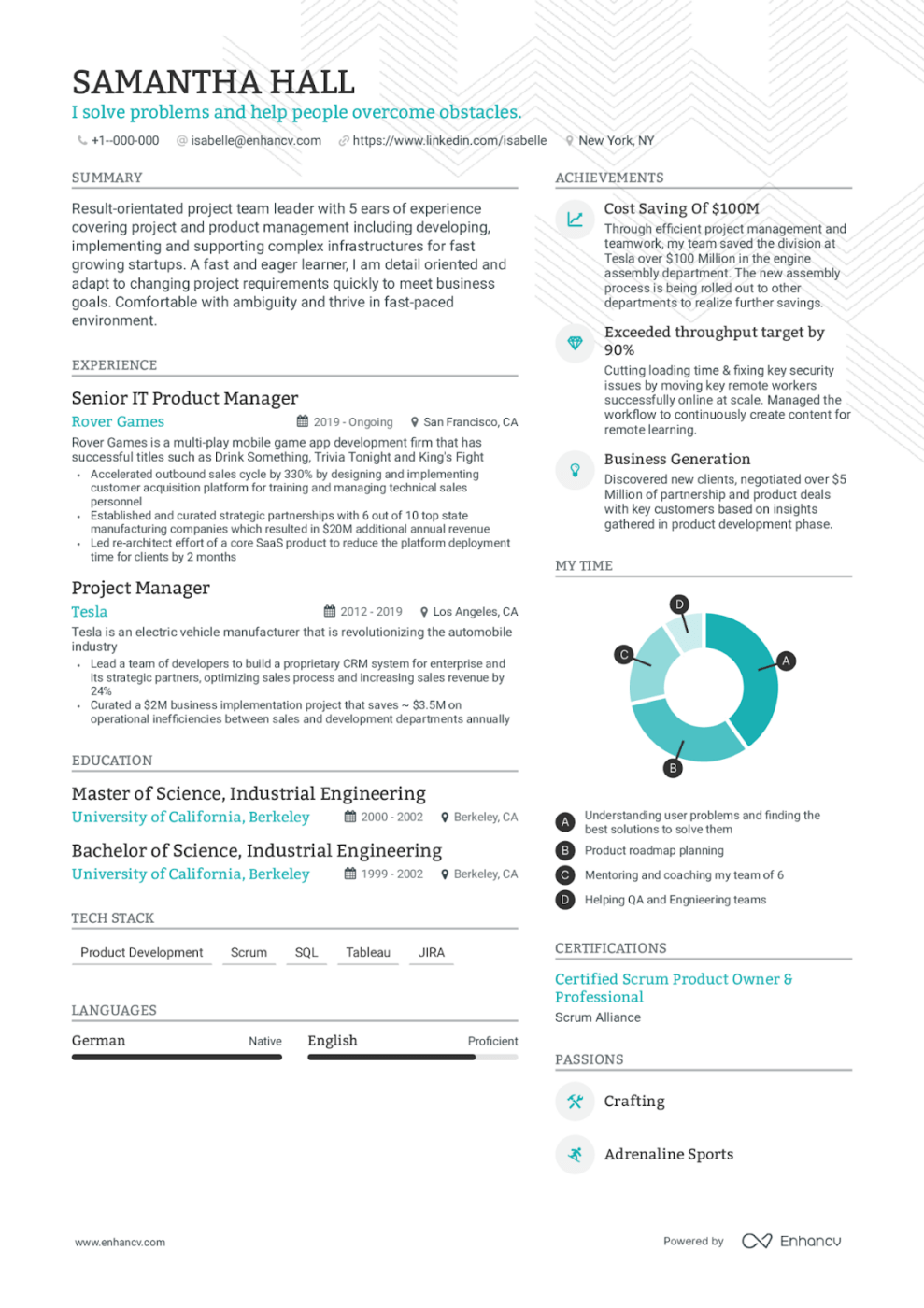 Resume format examples by Enhancv
