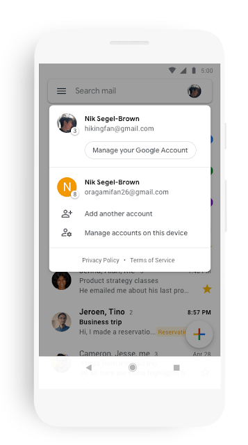 Gmail account switcher