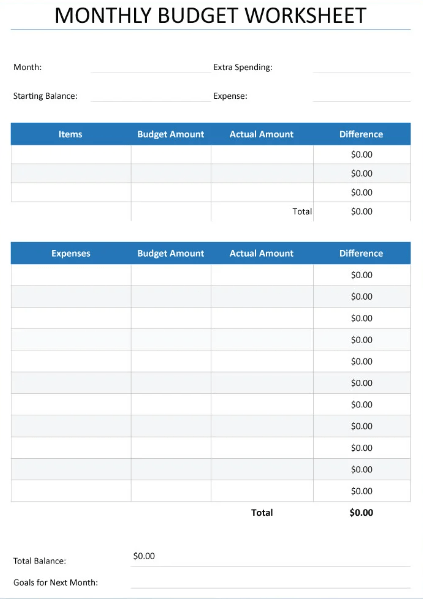 Google Sheets Monthly Budget Template by Template.net