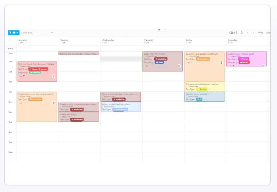 Registre as horas gastas em tarefas específicas no suporte do ClickUp's Hourly Schedule Template para maior precisão