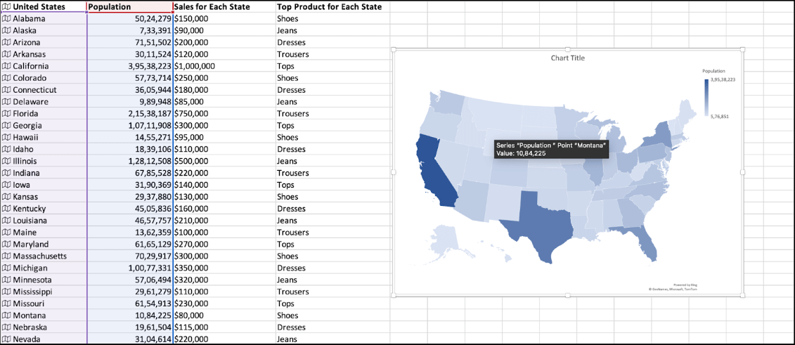 How to add a map in Excel