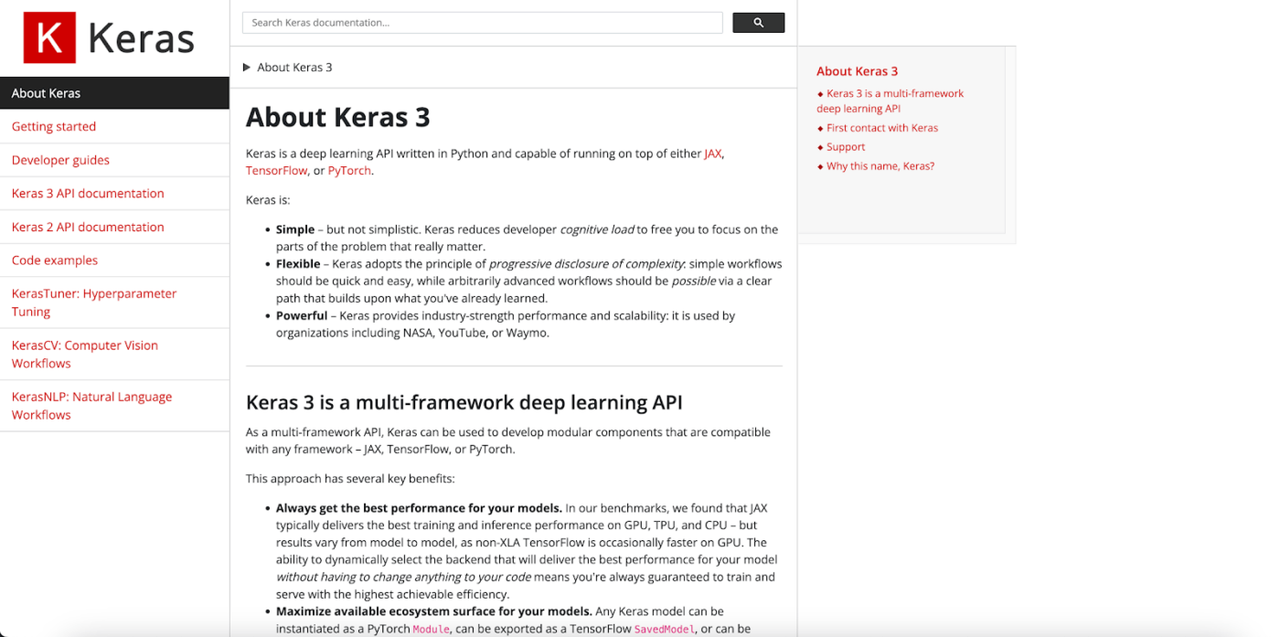 Keras dashboard