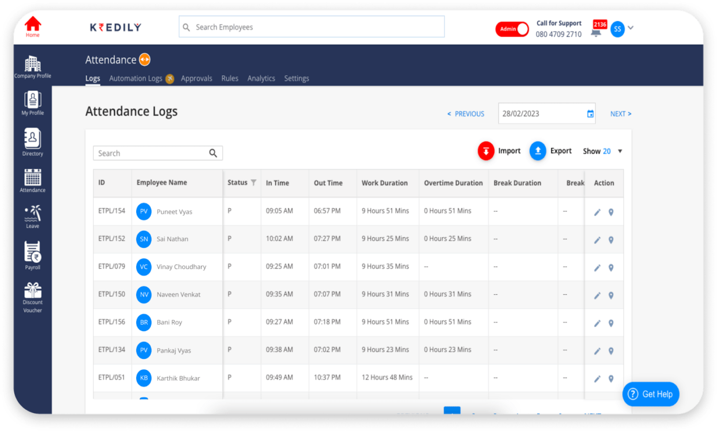 Kredily dashboard