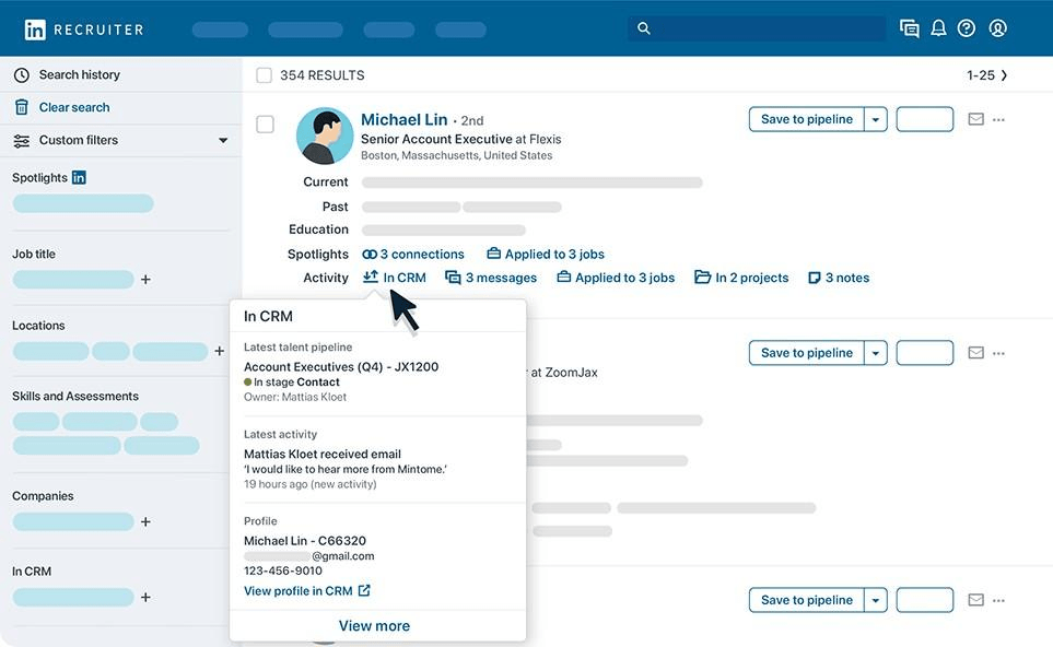 LinkedIn recruiter dashboard