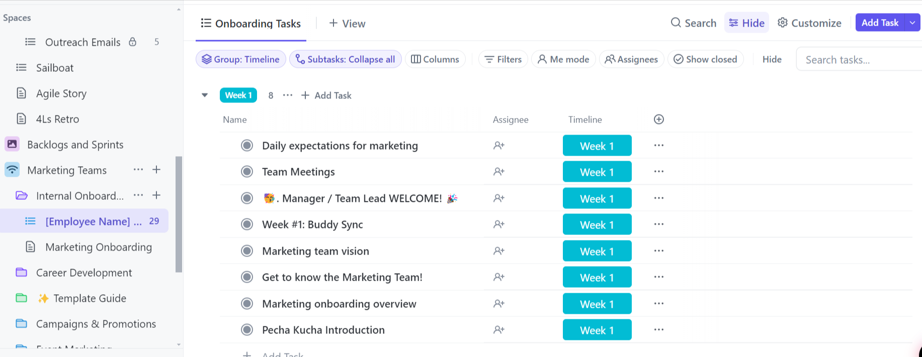 ClickUp's Marketing Teams Template is designed to help you streamline your marketing processes.