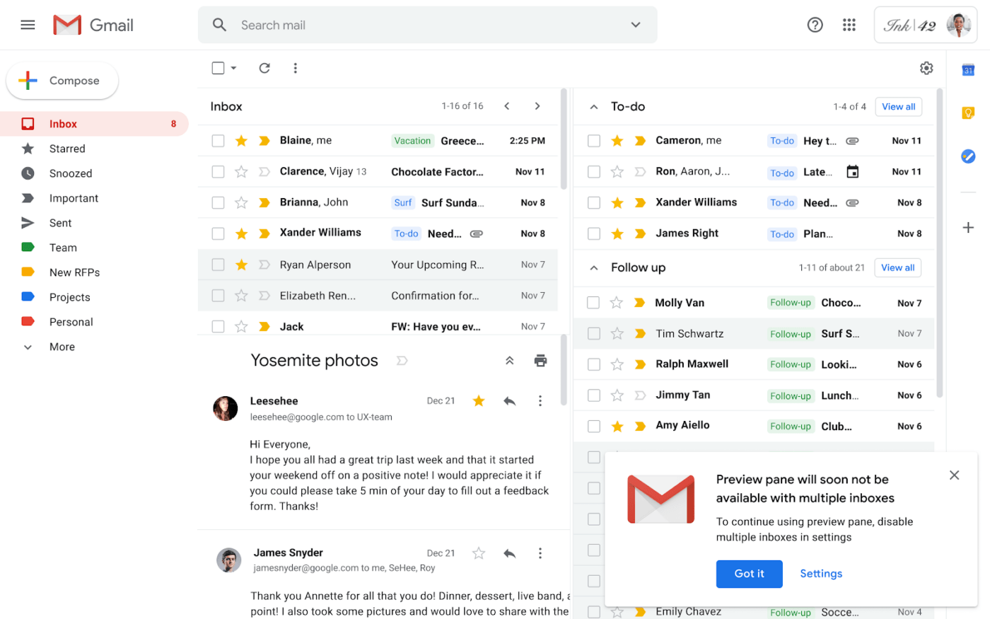 Multiple inboxes in Gmail