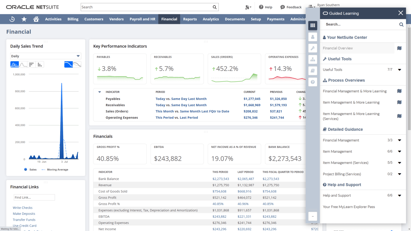 Netsuite CRM dashboard