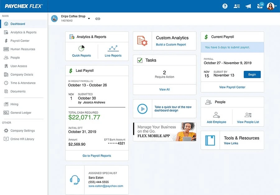 Paychex Flex dashboard