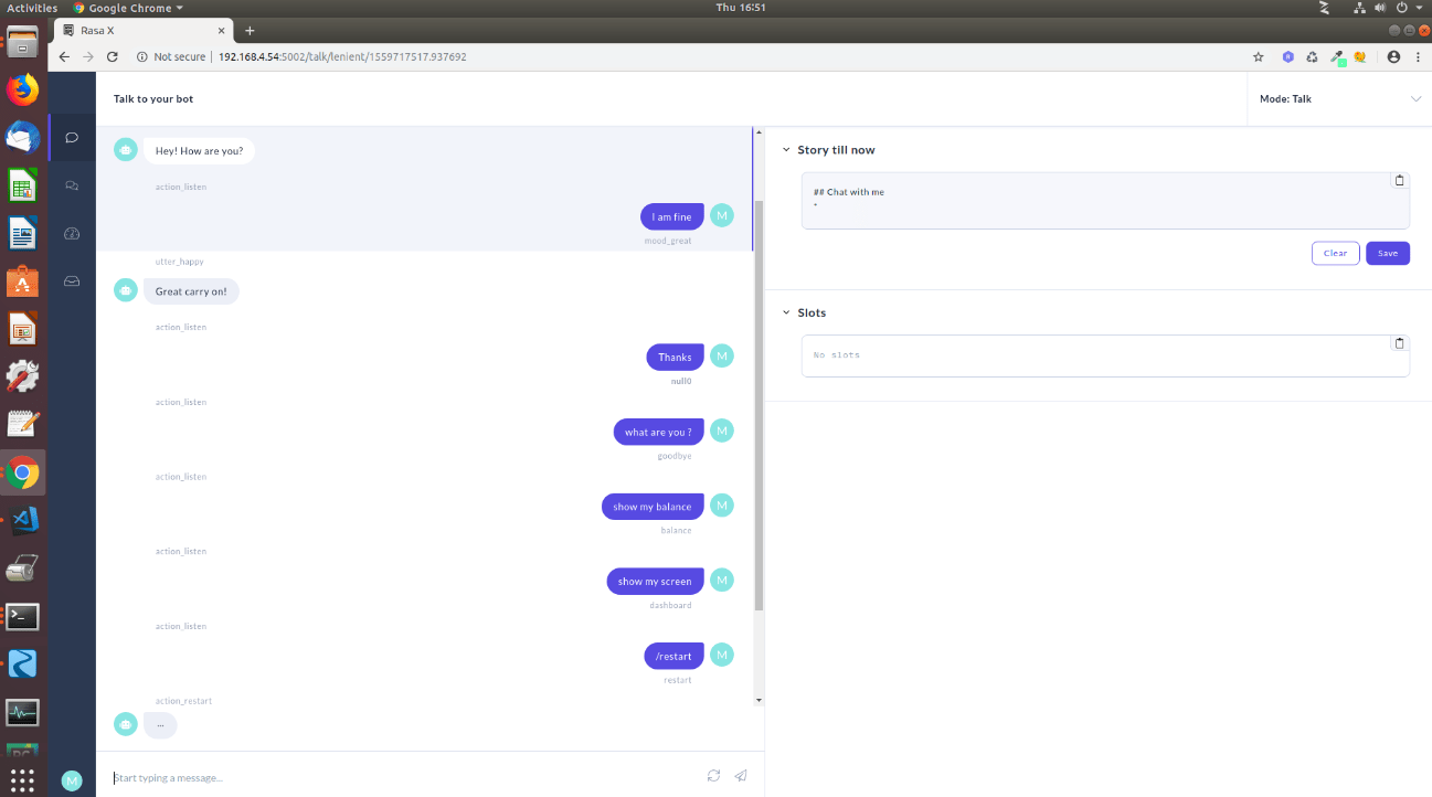 Rasa's chatbot 