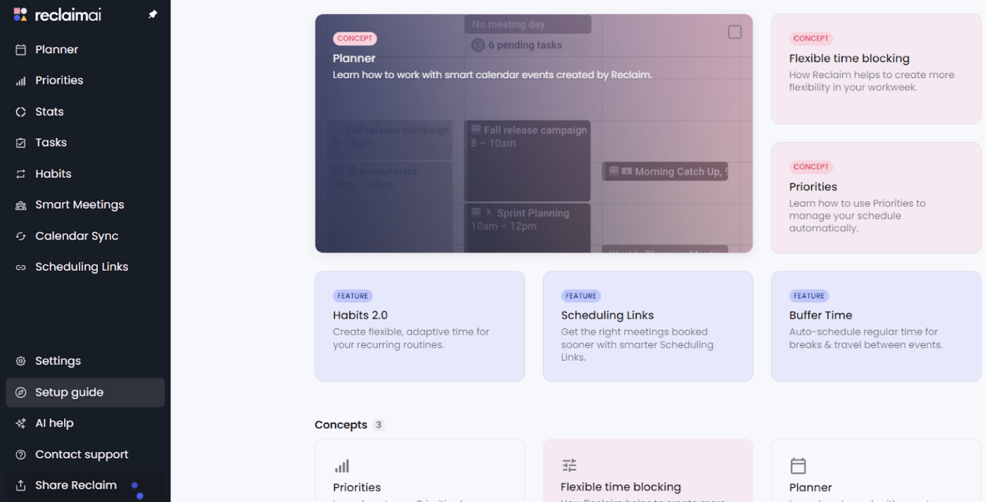 Reclaim Dashboard