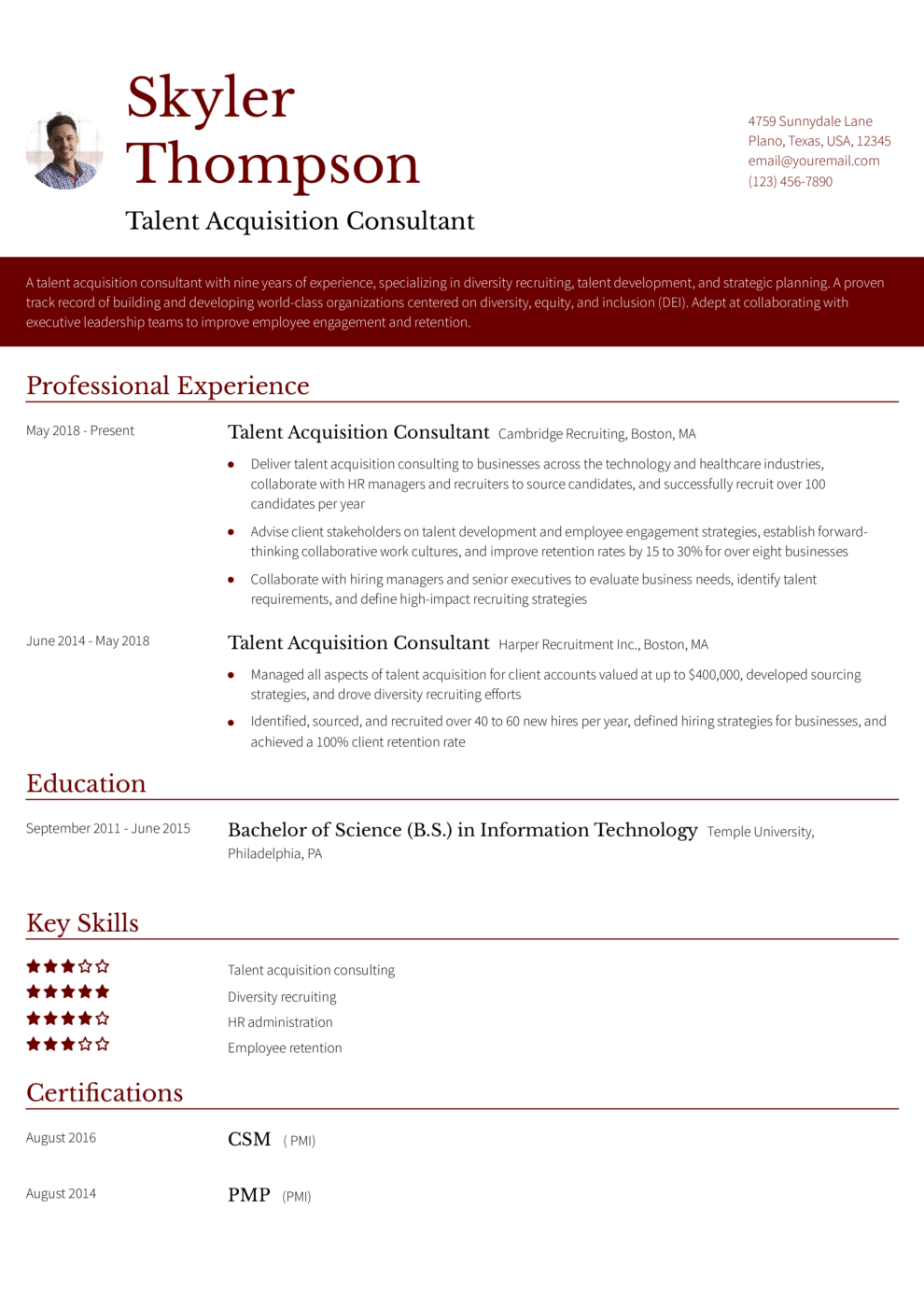 Senior Consultant Resume Template by Resume Builder