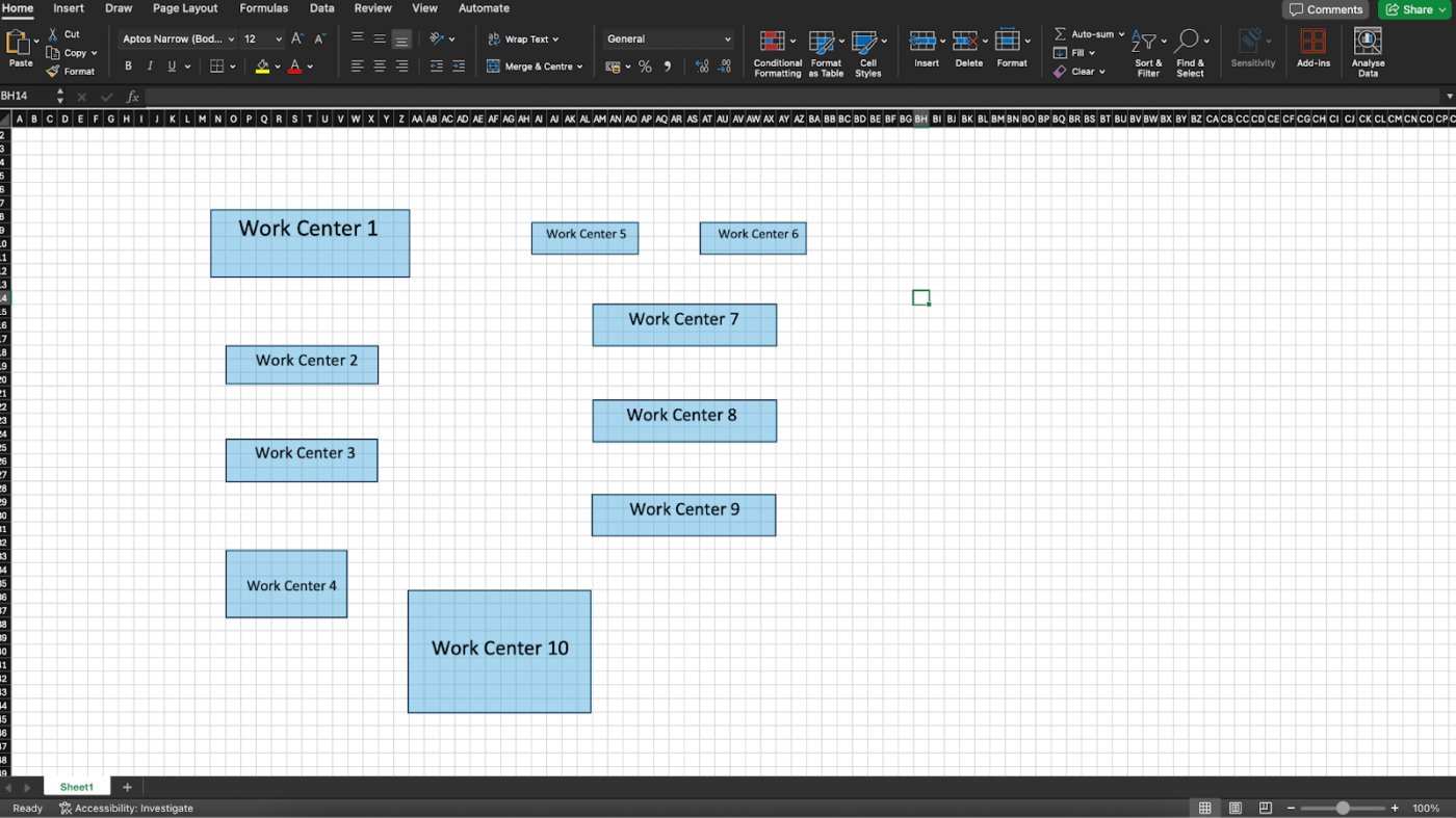 Formas e rótulos no Excel