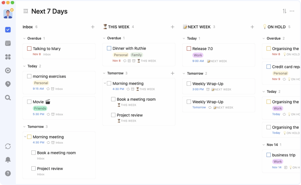 TickTick Kanban view