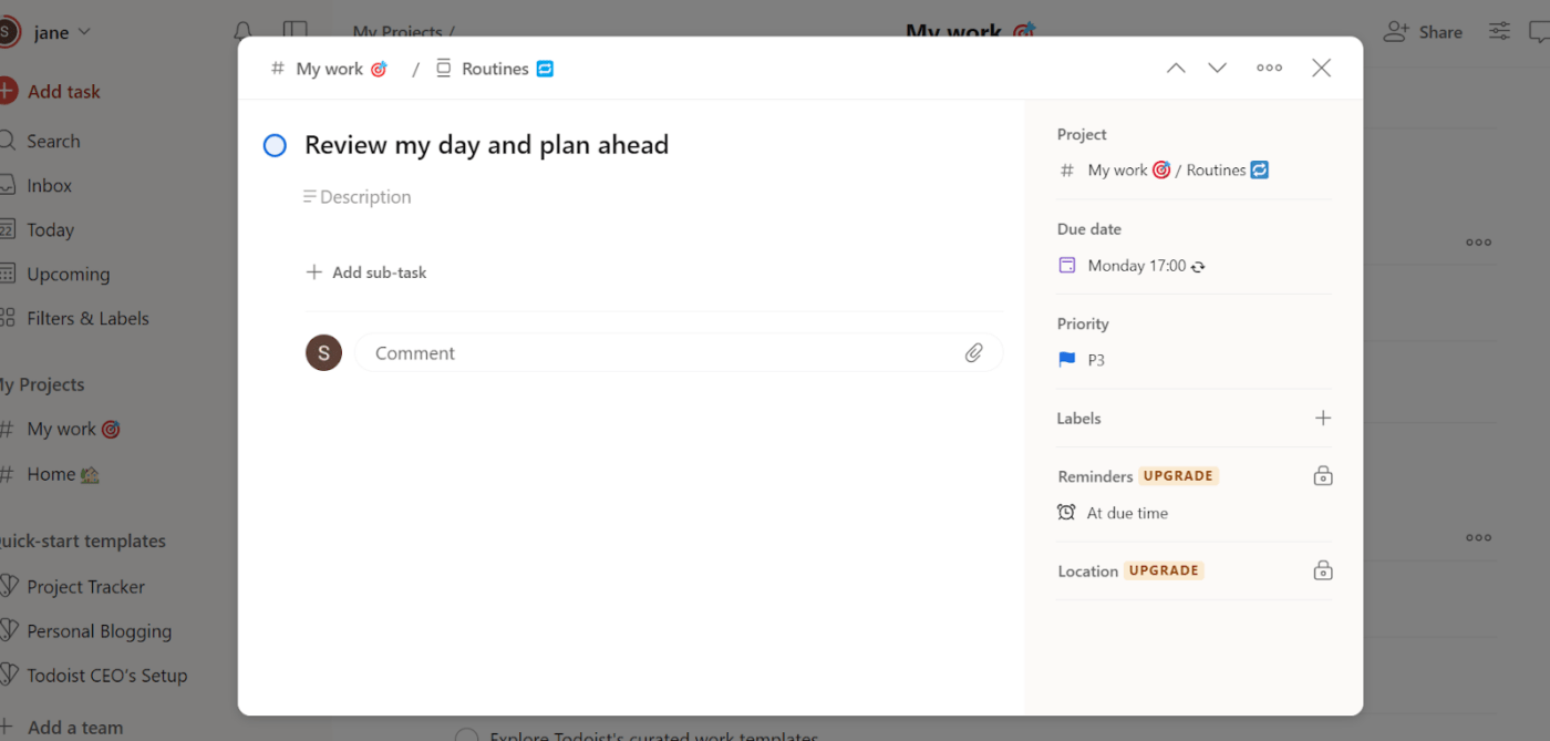 Todoist planner