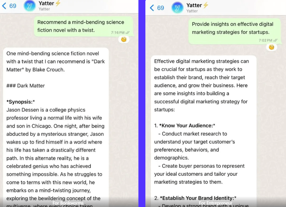 Yatter is one of the popular AI communication tools on WhatsApp