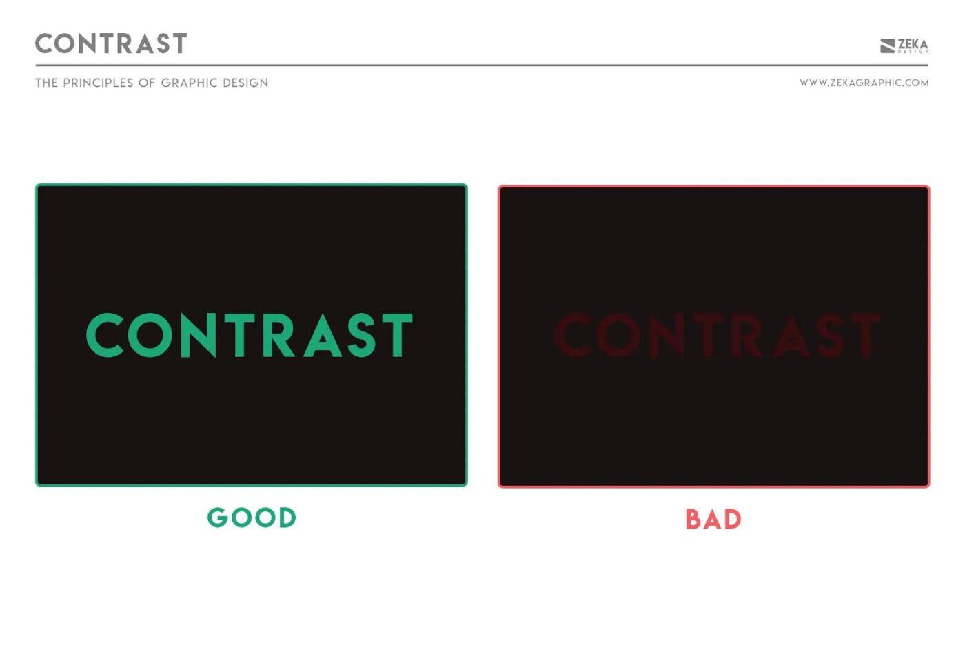 Contrast, een van de principes van design