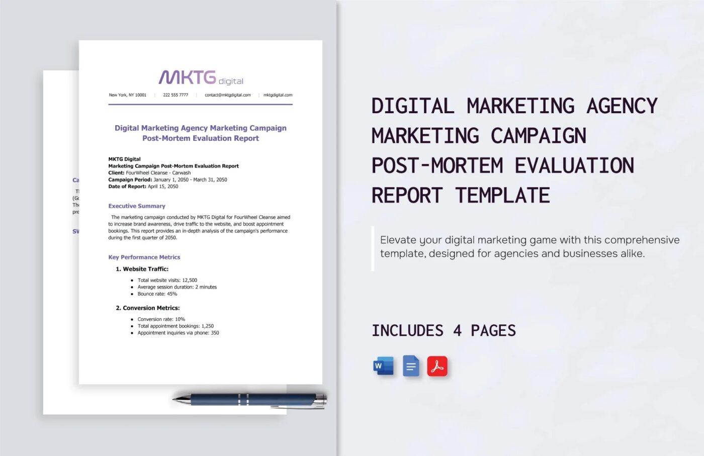 Microsoft Word Marketing Post-Mortem Template by Template.net