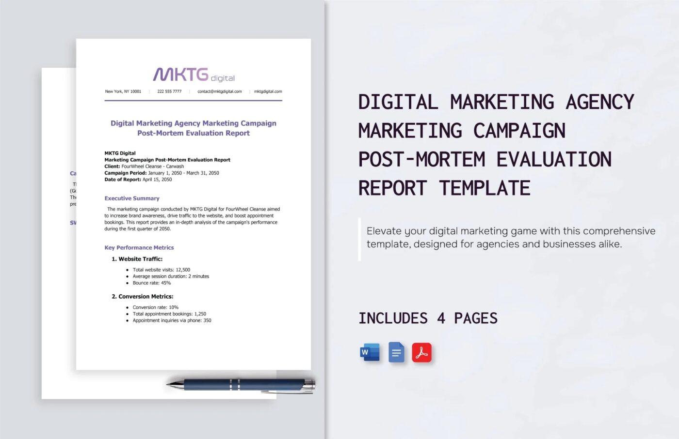 Microsoft Word Marketing Post-Mortem Plantilla de Template.net