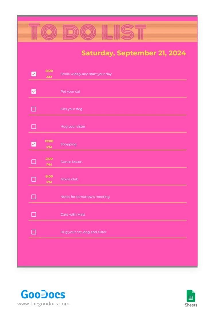 Templat Daftar Tugas Berwarna-warni Google Sheets