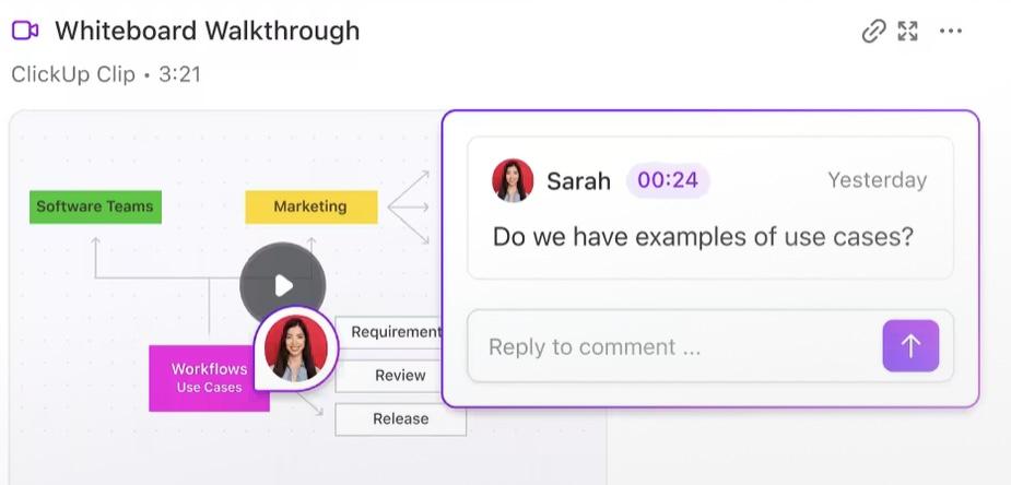 Commenti interattivi in ClickUp Clip