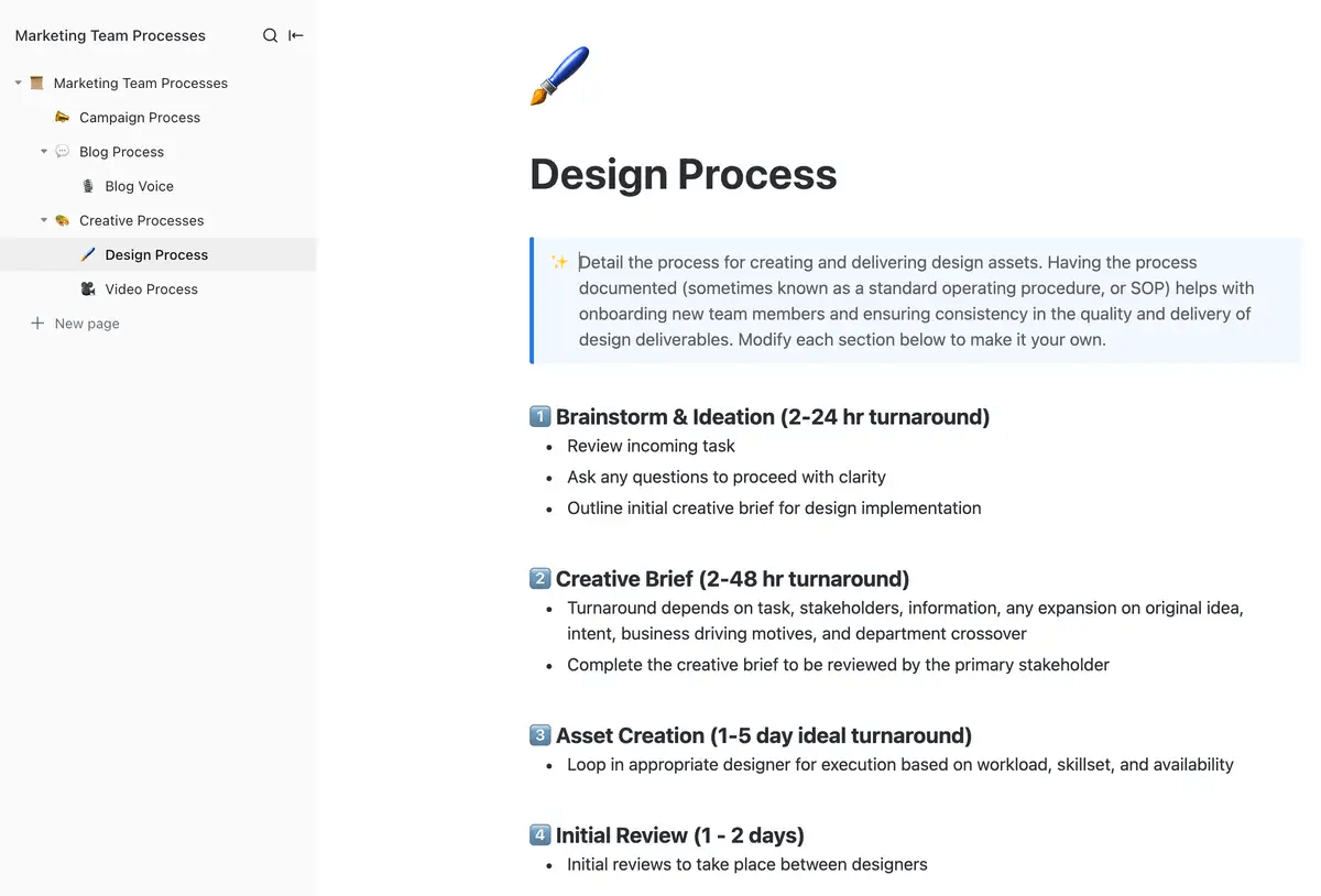 Use the ClickUp Marketing Team Processes Template for your marketing workflows